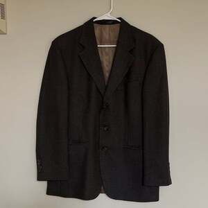 Oscar de la Renta 100% Wool Glen Plaid Blazer Men’s 40S Gray‎ Sport Coat Jacket